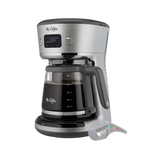 12-Cup Programmable Coffee Maker with Water Filtration & Measuring Scoop, Silver - Picture 3 of 4