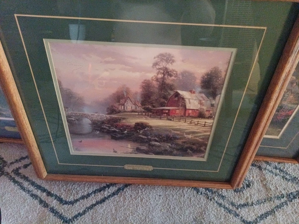 Thomas Kinkade ~lámpara, puesta de sol, ~ 16x20 GP 656/1400 Raro, Marco de calidad 3 piezas Foto 4 de 4