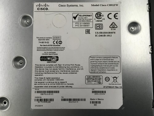 Router de servicios integrados Cisco 891F Gigabit C891F-K9 V01 - SIN ADAPTADOR DE ALIMENTACIÓN - Imagen 7 de 7