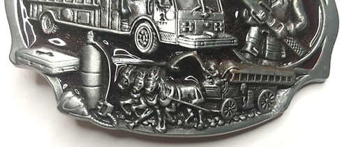 Feuerwehrmann Metall Gürtelschnalle Feuerwehrauto & Pferd gezogen Feuerwehrausrüstung Bild - Bild 4 von 5