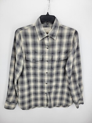 Current Elliott Top Womens 1 Small Gray Ivory Plaid Aztec Southwest Boho Shirt