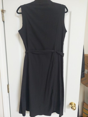 Vintage NWT Size XL Black Stretch Cotton Sleeveless Shirt Dress Button - Picture 5 of 5