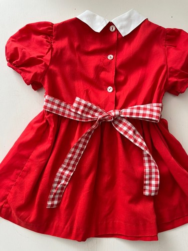 Vintage (3) Girl’s Dresses Plaid Floral Apron 70’s-80’s 4 & 6 - Picture 11 of 16