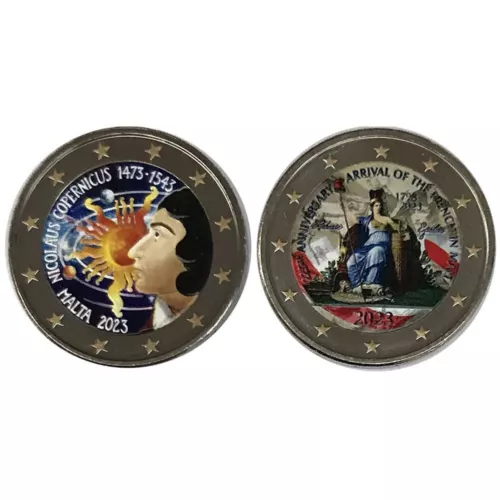 2 euro Malta 2023 Colorata Copernico e Napoleone