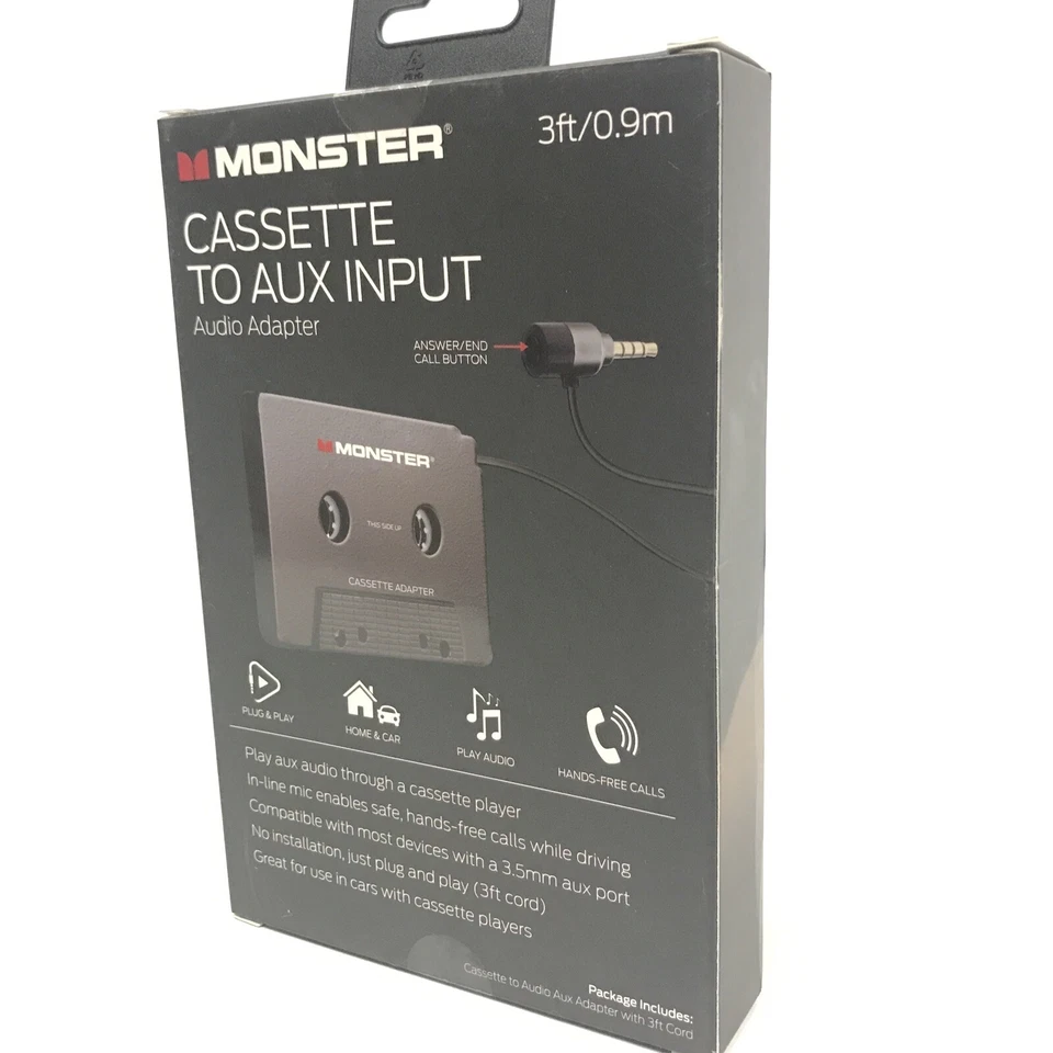 MONSTER Cassette to 3.5mm Aux Input Audio Adapter with Hands-Free Calling - Image 4 of 4
