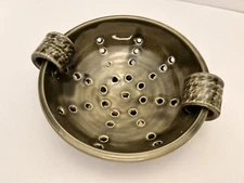 Handmade Studio Art Pottery Strainer Fruit Berries Colander Signed JAX