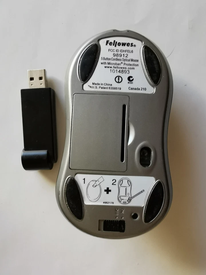 Fellowes Microban Black 5 Button Optical Mouse w/ Scroll Wheel USB Wired 98912 - Image 2 of 3
