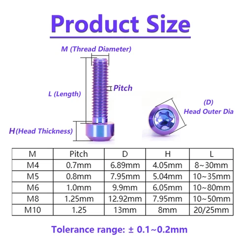 M4M5M6M8M10 Titanium Bolts Taper Cone Socket Head Motorcycle Modification Screws - Picture 3 of 205