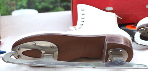 Vintage Schlittschuhe Eislaufstiefel Leder Weiß Größe 6 Gepflegter Zustand OVP - Bild 6 von 12