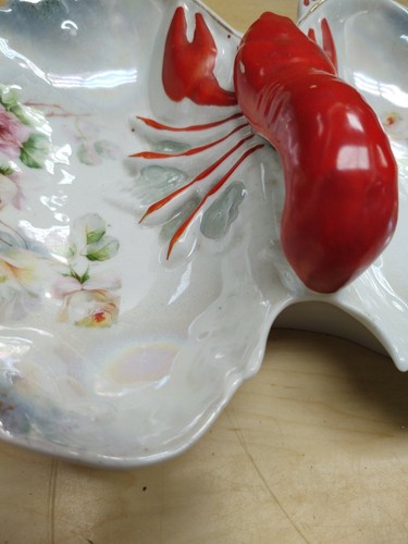 Antique Germany Hand Painted Figural Divided Lobster Dish - Picture 4 of 10