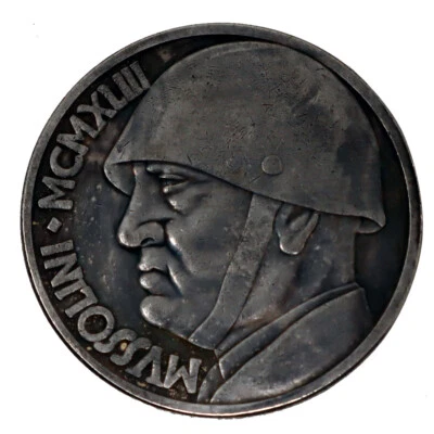 Moneta copia Italia 20 Lire 1943 Benito elmetto un giorno da leone 36.00x2.66mm