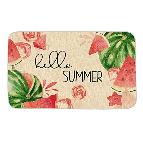 Hello Summer Door Mat Watermelon Doormat Farmhouse Decor Low-Profile Floor - Bild 1 von 6