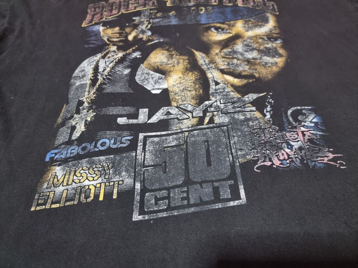 50 CENT JAY Z ROCK THE MIC TOUR 2003 vintage t shirt RAP TEE 50 CENT JAY Z ROCK THE MIC TOUR 2003 vintage t shirt RAP TEE