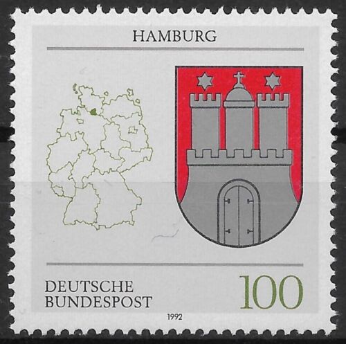 Bund 1992 ** Mi 1591 Wappen der Länder Bundesrepublik Deutschland Hamburg 01419E