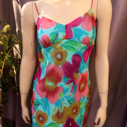 My Michelle Vintage Floral Dress Multicolor Midi Fringe Watercolor Fairy 13/14 - Picture 3 of 10
