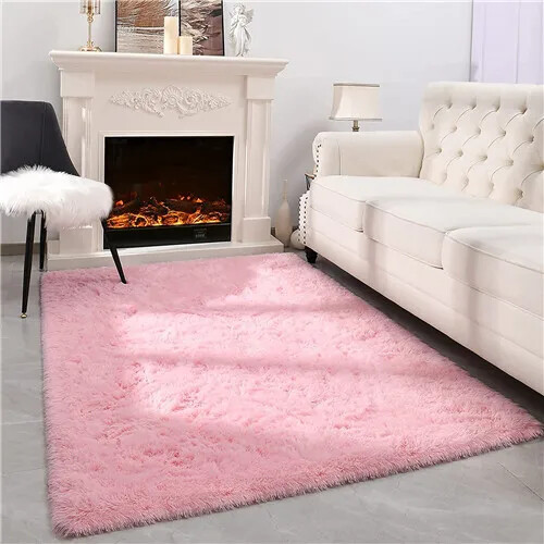 Pink Carpet for Living Room Plush Rug Bed Room Floor Fluffy Mats Anti-slip Home - Picture 32 of 37