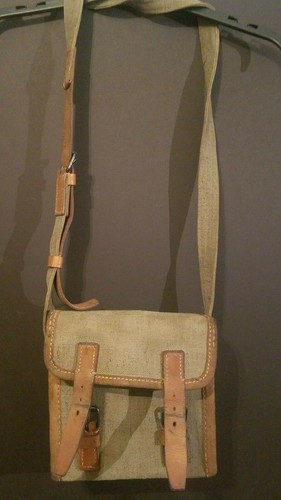 Vintage Militär Leder & Canvas Schultertasche Tasche möglicherweise französisch??