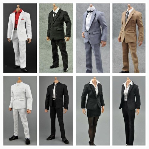 1/6 Set Di Pantaloni Camicia A Maniche Lunghe Abito Bianco E Scarpe Per Figura - Foto 3 di 12