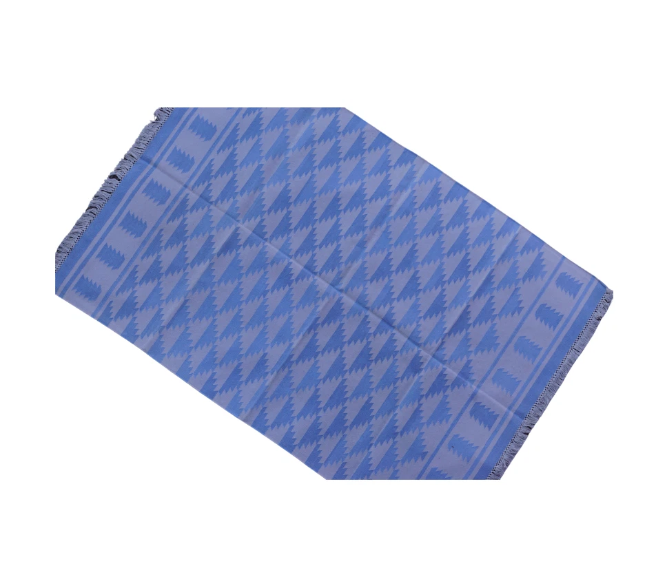 Rugmoda 蓝色 Offwhite 几何地毯 – 4x6 英尺手工编织棉质地毯 — 第 3/4 张图片