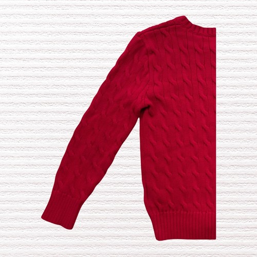 New Ralph Lauren Classic Cable Knit Sweater Red Crew Neck Blue Pony Size S (8) - Picture 9 of 11