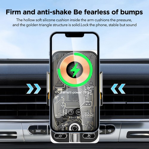 15W Wireless Fast Charging Car Charger Air Vent Phone Holder for iPhone Samsung - Picture 4 of 16