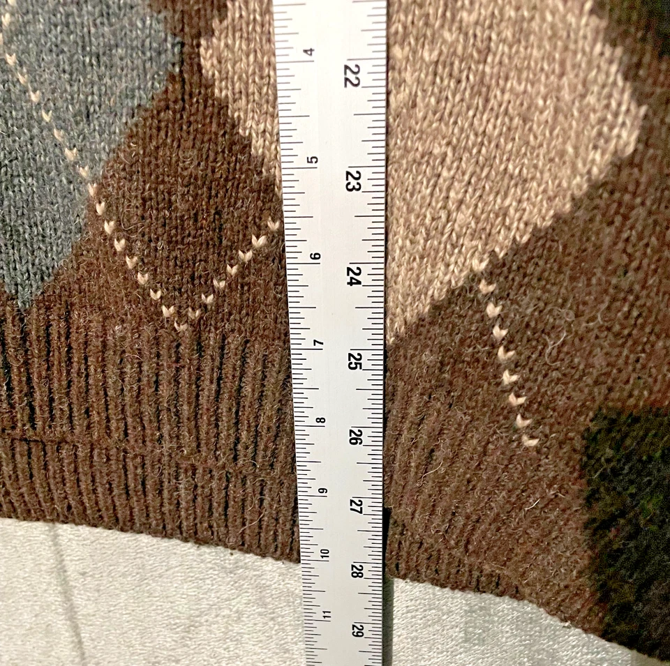 VTG Trader Bay Mens Sweater 2XL Argyle Brown Gray Knit Silk Wool Blend Preppy - Image 4 of 4