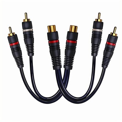 RCA Splitter 1 Female to 2 Male 2 Pack, Y Splitter RCA Audio Video Cable Splitte