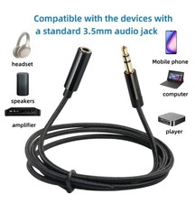 2ft 3.5mm Audio Extension Cable Headphone Stereo Cord Male to Female AUX Car MP3