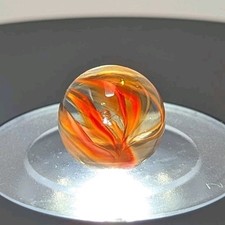 Vintage CAC Christensen Agate Swirl Flame Marble 5/8" WET MINT Electric Orange R