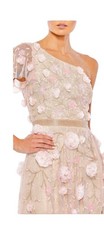 Mac Duggal Floral Embellished One Shoulder A Line Blush Gown Size 16 NWT