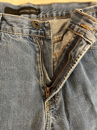 Calvin Klein Jeans Mens Medium Wash 5 Pocket Straight Leg Denim Blue Jeans 34x28 - Picture 4 of 12