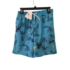 Ripcurl Board Shorts Boys 13-14 Swim Surf Pineapple Palm Trees Blue Trunks