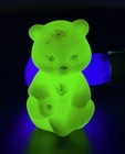 Fenton Glass Bear “RARE”  Cute Custard Satin Uranium Hand Painted Bear ~ Glows!