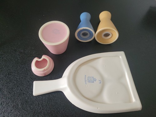 vintage flora gouda Holland - Set aus Salz-, Pfeffer- und Senftöpfchen, 50er J. - Bild 3 von 6