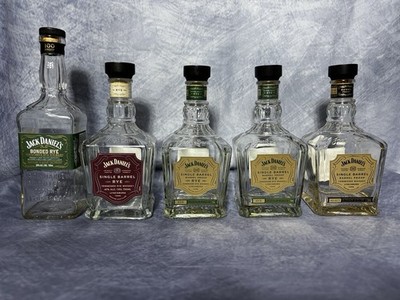 Jack Daniels Single Barrel Rye Whiskey Lot of 5 Decorative Decanter Bottles