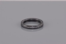 FZN Blackened Sterling Silver 3mm Cubic Zirconia Eternity Band Ring 925 Sz: 8