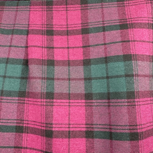 Women's Maroon Green Tartan Plaid Buckle Skirt Size 12 Twill Woven Kilt Scotland - Picture 2 of 21