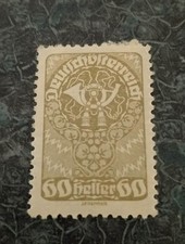 1919 - First Republic of Austria  Post Horn Series   Oliver Green 6 Heller
