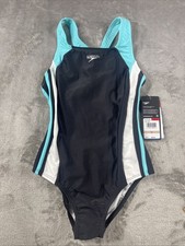 Speedo Girl's Swimsuit One Piece Infinity Splice Thick Strap Size 12 Sea Level
