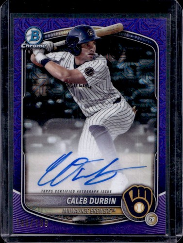 2025 Bowman Caleb Durbin Chrome Prospect Auto Mega Box Purple Refractor #106/199