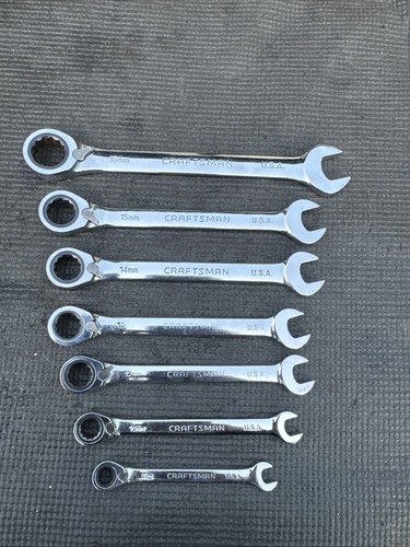 Sears Craftsman USA 7pc Metric Reversible Ratcheting Wrench Set 42407 8-18mm