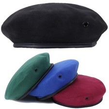 Béret militaire, Taille réglable, Noir Vert Bleu Rouge, chapeau bonnet armée
