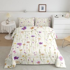 Floral Comforter Twin Size Daisy Flower Comforter Set for Boys Girls Botanica...