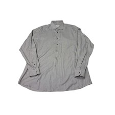Ermenegildo Zegna Mens XL 17 Blue Tan Micro Check Cotton Dress Shirt Long Sleeve
