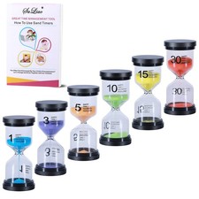 Hourglass Sand Timer Set 1/3/5/10/15/30 Min for Kids Games Classroom