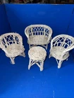 Vintage Barbie Doll Size 4-Piece Wicker Rattan Set 2 Chairs, Table, Loveseat 5”