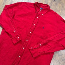 Vintage Ralph Lauren Shirt Mens M Red Blake Linen Silk Button Up Classic Preppy