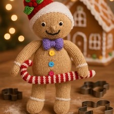 Knitting Pattern Gingerbread Man Christmas Toy Ornament Candy Cane Decoration DK