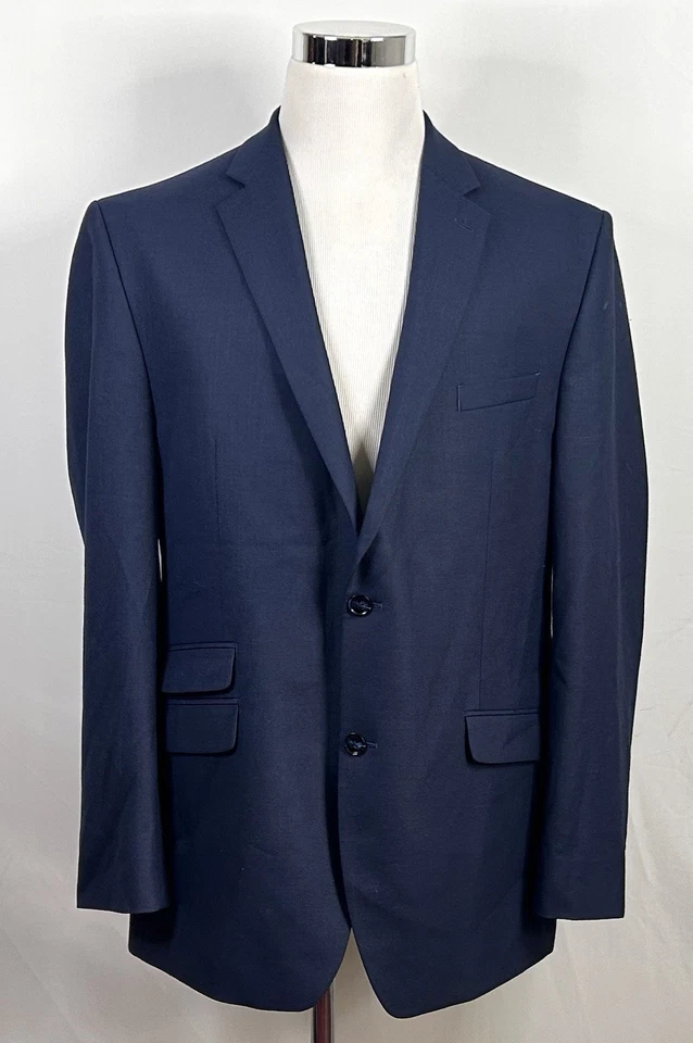 Abrigo deportivo Perry Ellis 46L ajustado azul dos botones doble ventilación mezcla de polietileno Foto 2 de 4