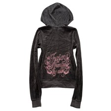 Juicy Couture  Juicy Wanted By All  Women's Charcoal Velour Zip Up Hoodie Size M